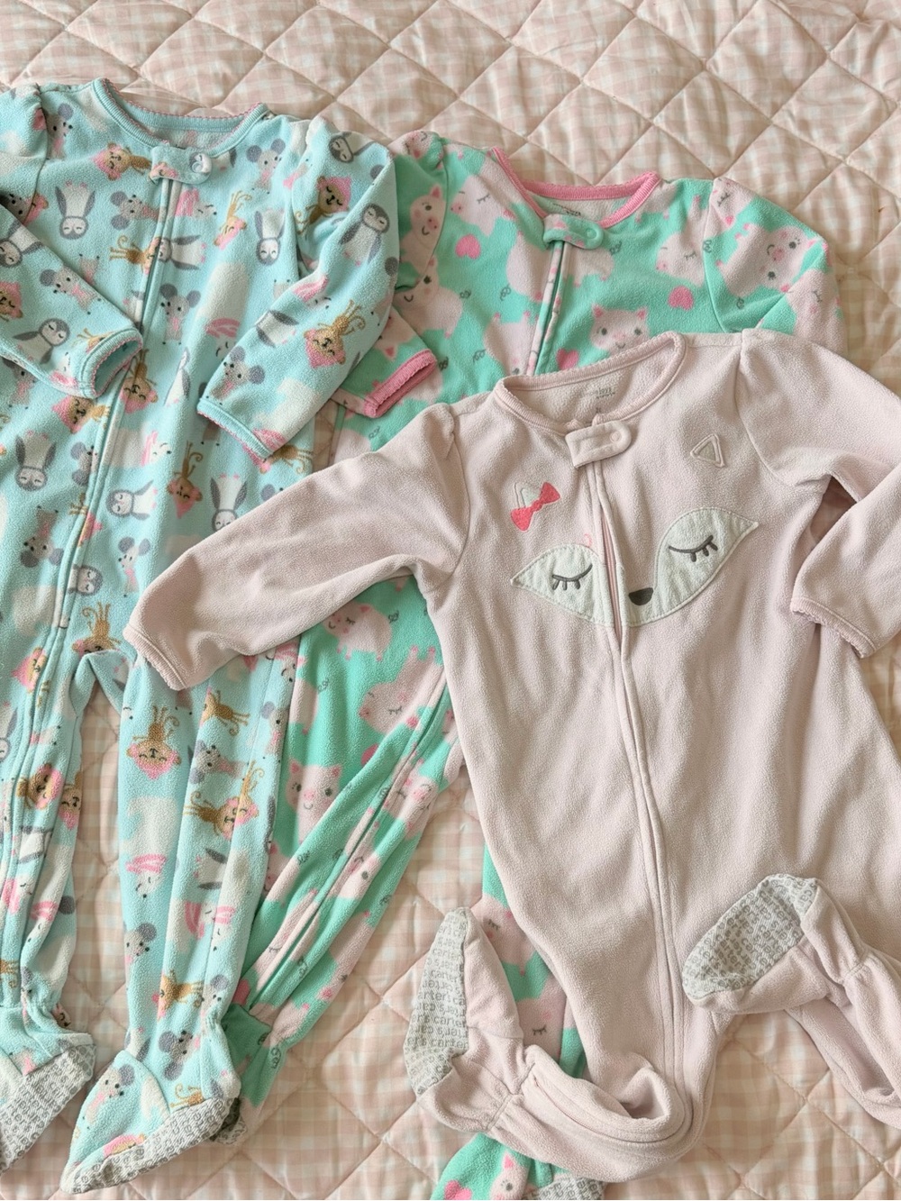 Carter's Pastel Pink, Mint & Light Blue Footed Pajama 3-Pack